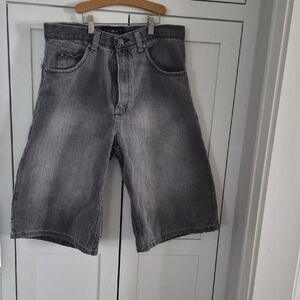 Men's Trust Jeans Baggy Wide Leg Gray Denim Shorts Size 32